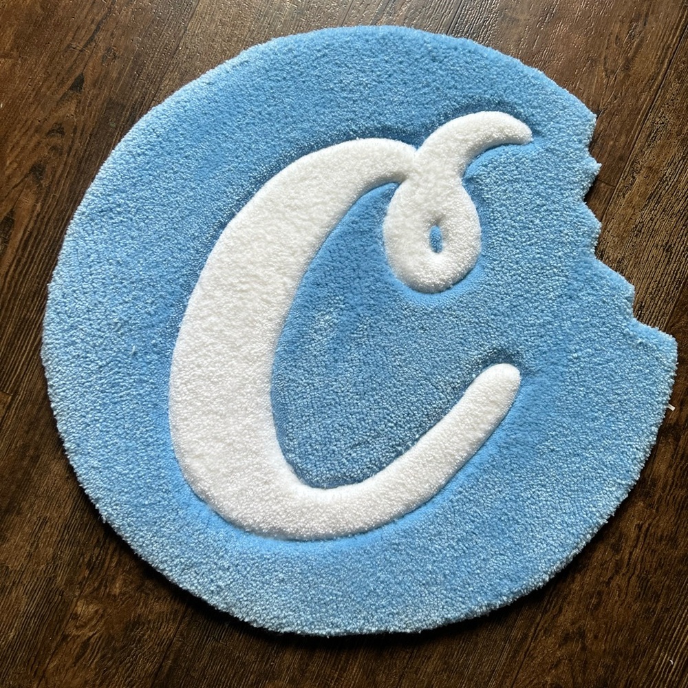 Blue and White Cookie-Shaped Rug